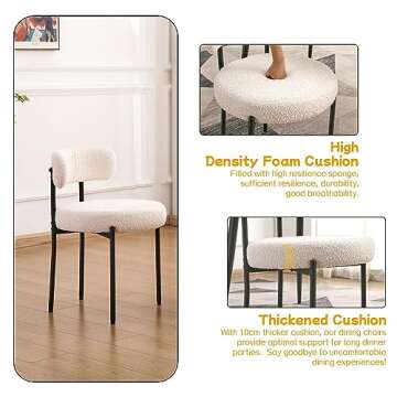 EDWELL White Dining Chairs Set of 6, Modern Dining Room Chairs with 3.94“ Cushions Mid-Century, Ro...