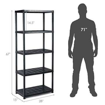 Giantex 2 Pieces 5-Tier Ventilated Shelving Storage Rack, Free Standing Multi-Use Shelf Unit, No Tools Required, 28“L X 15”W X 67“H