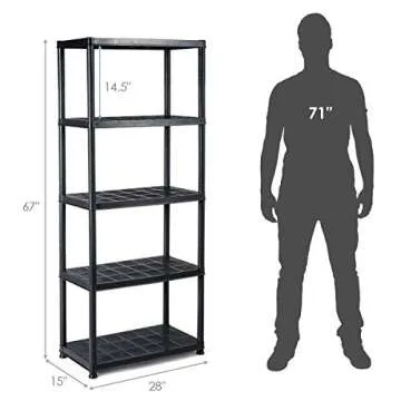 Giantex 2 Pieces 5-Tier Ventilated Shelving Storage Rack, Free Standing Multi-Use Shelf Unit, No Tools Required, 28“L X 15”W X 67“H