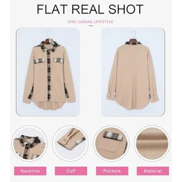 SHEWIN Womens Waffle Knit Plaid Shacket for Fashionable Layering