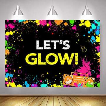 Mocsicka Glow Neon Party Backdrop Let's Glow Splatter Photography Background 7x5ft Vinyl Glowing Party Backdrops Banner Decoration Neon Party Supplies
