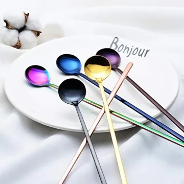 Long Handle Stainless Steel Spoons - 6PCS Gold