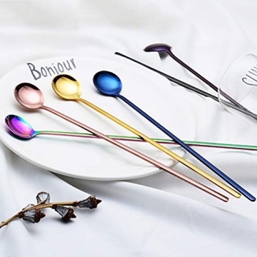 Long Handle Stainless Steel Spoons - 6PCS Gold