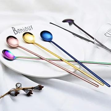 Long Handle Stainless Steel Spoons - 6PCS Gold