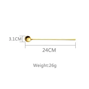 Long Handle Stainless Steel Spoons - 6PCS Gold