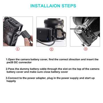 Tengdaxing AC-PW20 Dummy Battery Adapter for Sony Cameras
