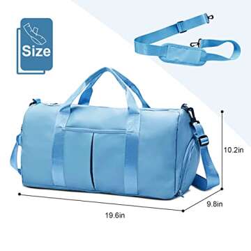 ZGWJ Sports Gym Bag with Wet Pocket & Shoes Compartment, Waterproof Shoulder Weekender Bag for Women...