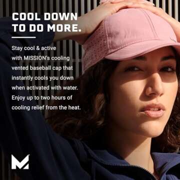 MISSION Cooling UPF Vented Performance Hat - Unisex One Size Cap for Workouts, Golf & Running - Sweat & Water Activated Technology