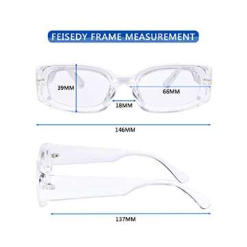 FEISEDY Retro Rectangle Sunglasses Women Men Vintage 90s Small Glasses Thick Narrow Fashion Y2K Plastic Glasses B2462