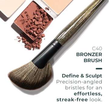 Rose and Ben Beauty C40 Bronzer Brush | Flawless Bronzer & Contour Application | Vegan Beauty Tool