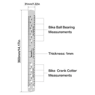 ALEOED Bike Spoke Length, Ball Bearing, Crank Cotter and Nipple Size Ruler Gauge Tool for MTB Road Bicycle Measuring