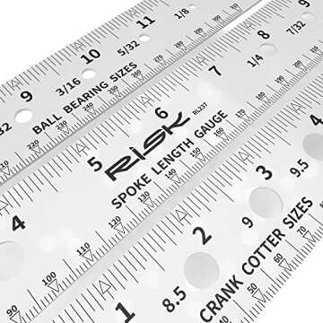 ALEOED Bike Spoke Length, Ball Bearing, Crank Cotter and Nipple Size Ruler Gauge Tool for MTB Road Bicycle Measuring