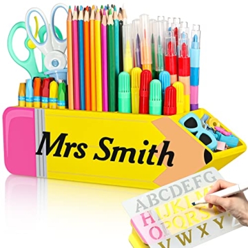 Containlol Christmas Teacher Appreciation Gifts Teacher Name DIY Pencil Holder Pencil Shape Pencil O...