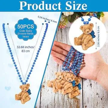 Roowest 51 Don't Say Baby Shower Game Wooden Sign Table Decor Gift Sets 50 Necklaces Felt Necklaces for Baby Shower Gender Reveal Games Party Favor(Blue)