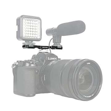 NICEYRIG Dual Cold Shoe Mount Flash LED Light Microphone Vlog Vlogging Extension Bracket with Shoe Mount 1/4 Thread Applicable for DSLR Camera Mini Tripod Monopod - 432