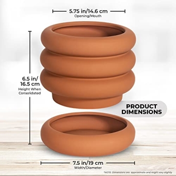 Boho Show Ceramic Planter - 6.5 Inch Matte Clay Pot