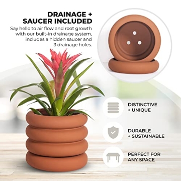 Boho Show Ceramic Planter - 6.5 Inch Matte Clay Pot