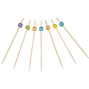 PuTwo Bamboo Cocktail Picks 300 Counts Multicolor