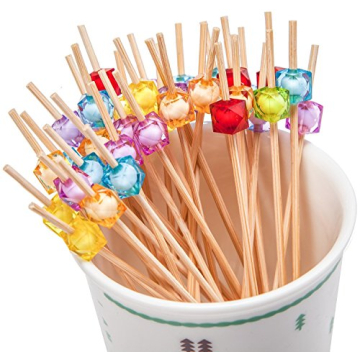 PuTwo Bamboo Cocktail Picks 300 Counts Multicolor