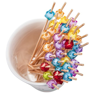 PuTwo Bamboo Cocktail Picks 300 Counts Multicolor