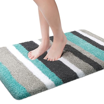 KMAT Luxury Bathroom Rugs Bath Mat,18"x26", Non-Slip Fluffy Soft Plush Microfiber, Machine Washable ...