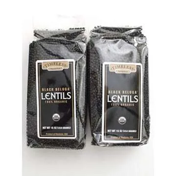 Certified 100% Organic Black Beluga Lentils Montana Pack of 2 454 g 16 oz each