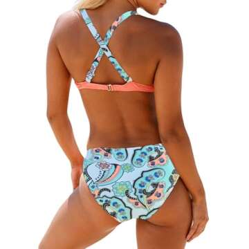 Astylish Women's Push Up Two Piece Bikini Swimsuits Padded Swimwear Bathing Suits Pink Medium 8 10