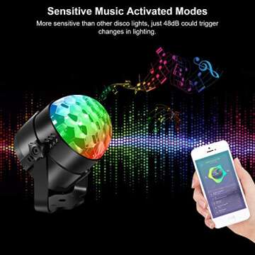 Party Lights Disco Light, Spriak Sound Activated Dj Stage Strobe Light, 7 Colors with Remote Control Disco Ball Lamps for Birthday Dance Home KTV Christmas Parties (1 Pack)