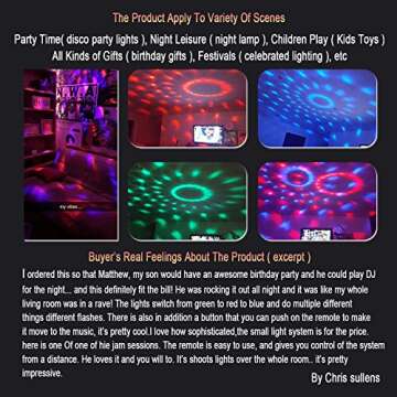 Party Lights Disco Light, Spriak Sound Activated Dj Stage Strobe Light, 7 Colors with Remote Control Disco Ball Lamps for Birthday Dance Home KTV Christmas Parties (1 Pack)