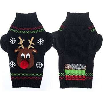 BOBIBI Dog Sweater for Christmas Cartoon Reindeer Pet Cat Winter Knitwear Warm Clothes