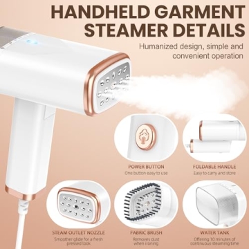 Foldable 1200W Handheld Garment Steamer for Travel