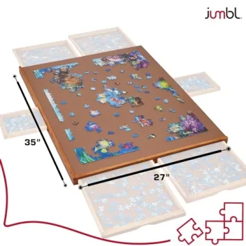 Jumbl 1500-Piece Puzzle Board with Removable Drawers