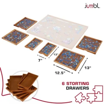 Jumbl 1500-Piece Puzzle Board with Removable Drawers