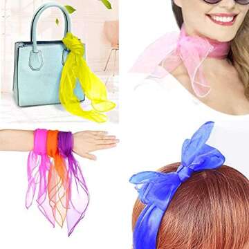 Square Dance Scarves, 24 Pcs Juggling Scarf Props Magic Trick Silk Scarves Music Movement Scarf 12 Colors 24 by 24 Inches