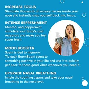 BoomBoom Nasal Stick (3 Pack) | Vapor Flow Technology | Better Breathing + Natural Focus | Cool Refreshing Sensation | Premium Essential Oils + Menthol Inhaler (Tropical)