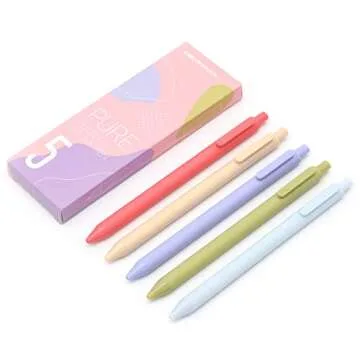 czxwyst Soft Touch Retractable Gel Ink Pens 0.5mm Fine Point (Cute Colors 5-Pack Colored Ink)