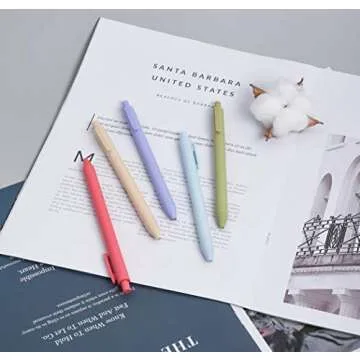 czxwyst Retractable Gel Ink Pens - 5 Color Pack (0.5mm)