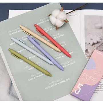 czxwyst Retractable Gel Ink Pens - 5 Color Pack (0.5mm)