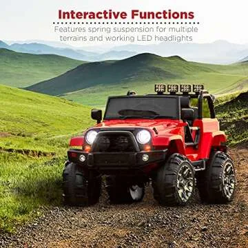 Best Choice Products Kids 12V Ride On Truck, Battery Powered Toy Car w/Spring Suspension, Remote Control, 3 Speeds, LED Lights, Bluetooth - Red