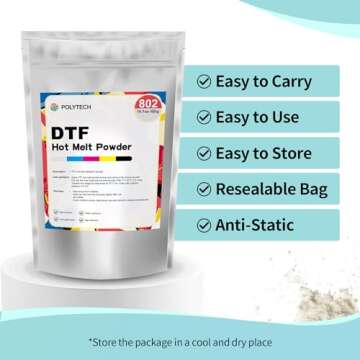 POLYTECH DTF Powder 14.1oz 400g, Hot Melt Adhesive Powder, Super Soft, for Heat Transfer Film Printi...