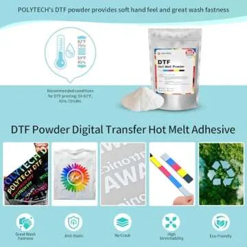 POLYTECH DTF Powder 14.1oz 400g, Hot Melt Adhesive Powder, Super Soft, for Heat Transfer Film Printing, Compatible with DTF PrintersET-8550, ET8500, XP-15000, L1800, Ideal for T-Shirt Printing