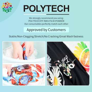 POLYTECH DTF Powder 14.1oz 400g, Hot Melt Adhesive Powder, Super Soft, for Heat Transfer Film Printing, Compatible with DTF PrintersET-8550, ET8500, XP-15000, L1800, Ideal for T-Shirt Printing