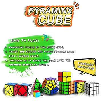 Speed Cube Set, Puzzle Cube,9 Pack Magic Cubes Pyraminx Pyramid + 2x2 + 3x3 + 4x4 + Megaminx + Mirror + Mini 3x3 + Skewb + Fenghuolun Puzzle Cube Toy for Kids & Adults