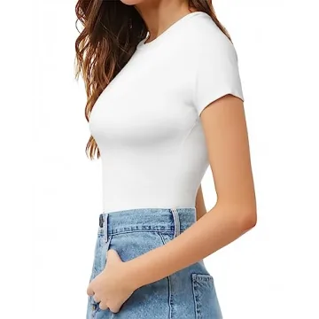 MANGOPOP Women's Comfortable Crew Neck Bodysuit