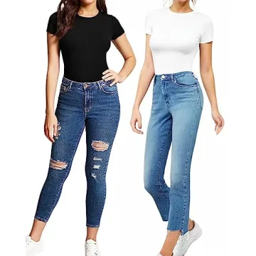 MANGOPOP Women's Comfortable Crew Neck Bodysuit