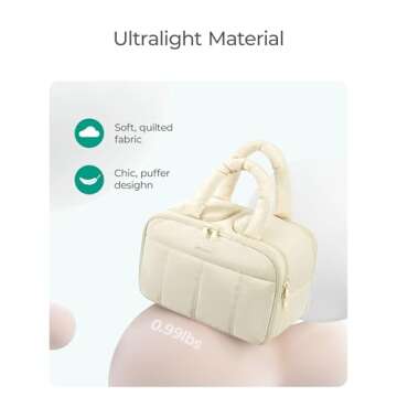 BAGSMART Travel Toiletry Bag, Puffy Large Toiletry Bag for Women, Lightweight Cosmetic Makeup Bag Organizer with Handle for Traveling, Accessories, Essentials, Toiletries (Black)