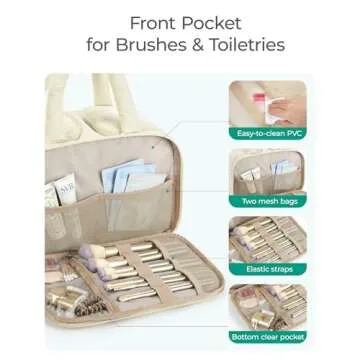 BAGSMART Travel Toiletry Bag, Puffy Large Toiletry Bag for Women, Lightweight Cosmetic Makeup Bag Organizer with Handle for Traveling, Accessories, Essentials, Toiletries (Black)