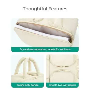 BAGSMART Travel Toiletry Bag, Puffy Large Toiletry Bag for Women, Lightweight Cosmetic Makeup Bag Organizer with Handle for Traveling, Accessories, Essentials, Toiletries (Black)