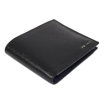 Prada Black Vitello Micro Grain Leather Wallet