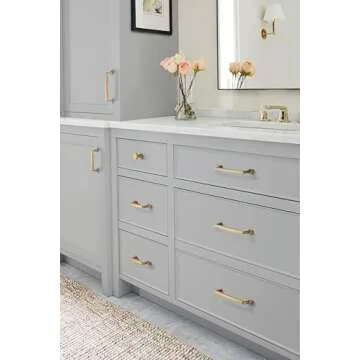 Amerock | Cabinet Pull | Golden Champagne | 6-5/16 inch (160 mm) Center to Center | Westerly | 1 Pack | Drawer Pull | Drawer Handle | Cabinet Hardware